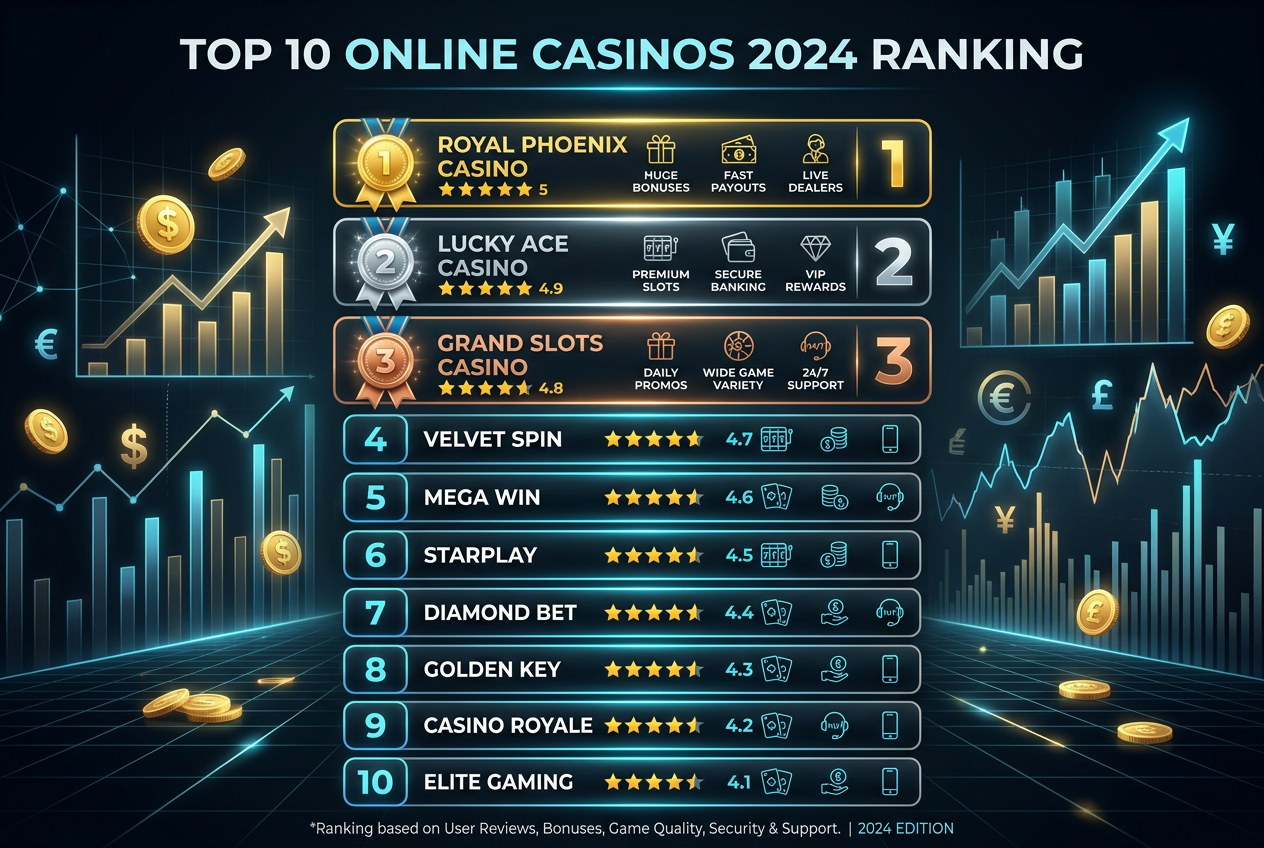 Ranking najlepszych kasyn online w Polsce 2026 - infografika finansowa